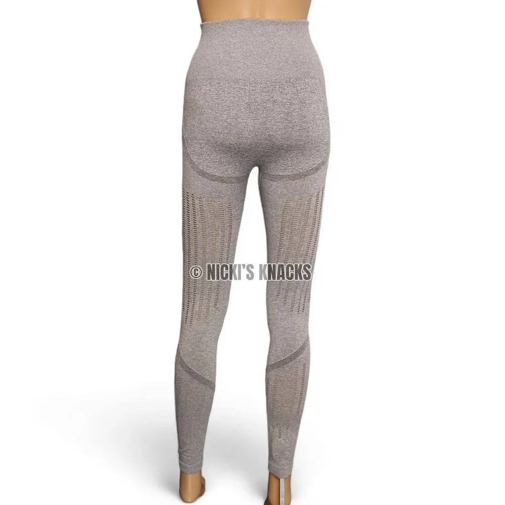 Gray Seamless Compression Contour Leggings High Waist Gym Athleisure Size S